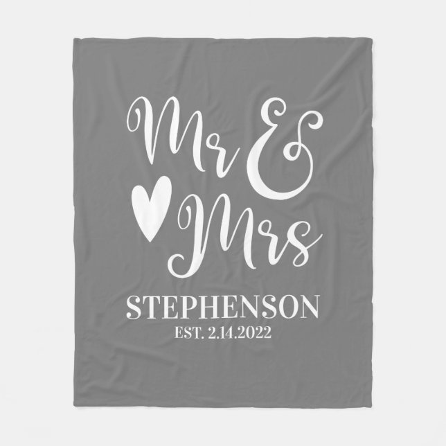 Elegant Mr. Mrs. Script Couples Wedding Fleecedecke (Vorderseite)