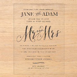 Elegant Mr. & Mrs. Typografy Wedding Einladung