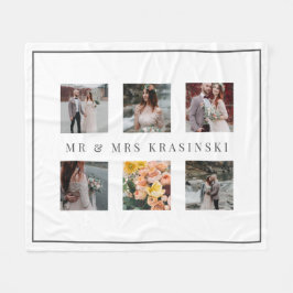 Elegant Mr & Mrs. Wedding 6 Foto Collage Fleecedecke