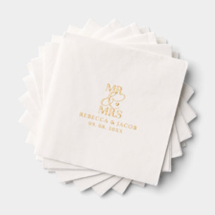 Elegant Mr. & Mrs. Wedding Gold Servietten Mit Folie