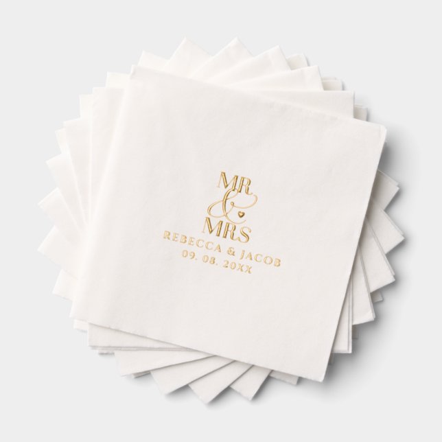 Elegant Mr. & Mrs. Wedding Gold Servietten Mit Folie (Insitu (Gestapelt))