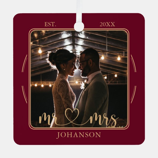 Elegant Mr & Mrs  Wedding Photo Ornament  (Vorderseite)