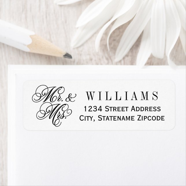 Elegant Mr. und Mrs. Black Script Custom Monogram (Insitu)