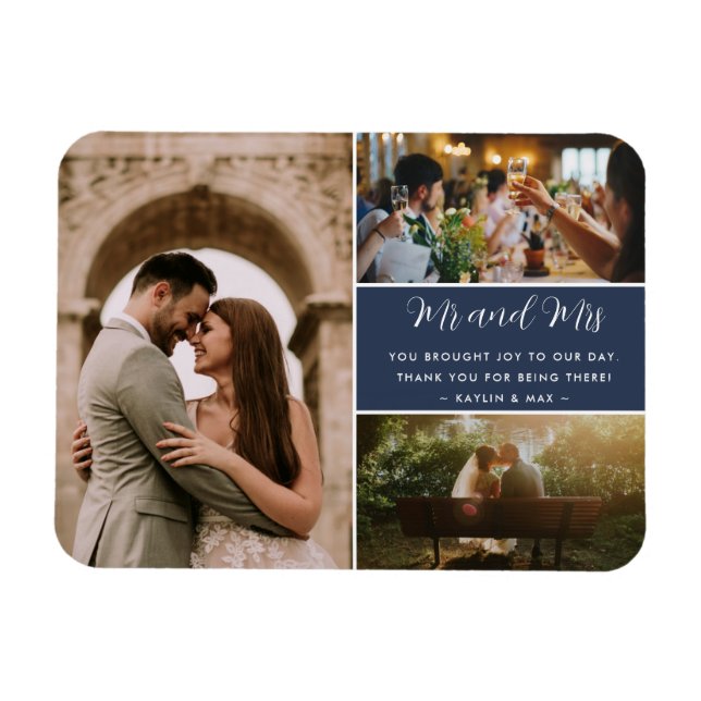 Elegant Mr. und Mrs. Danke, Foto Collage Magnet (Horizontal)