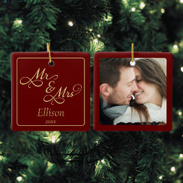 Elegant Mr. und Mrs. Keramikornament