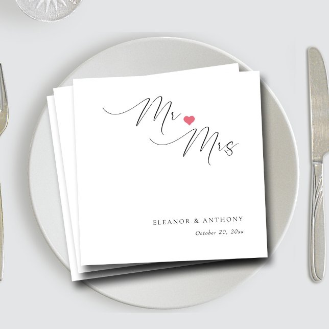 Elegant Mr. und Mrs. Script | Personalisierte Hoch Serviette (Elegant Mr and Mrs Script Personalized Wedding Napkins)