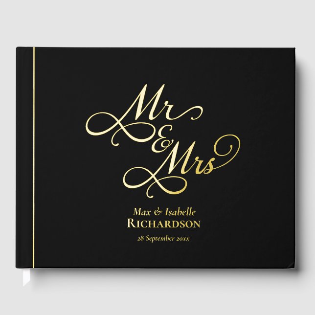 Elegant Mr. Wedding Foil Guestbook Gästebuch (Vorderseite)