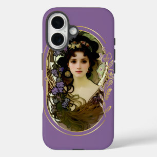 Elegant Mucha Style Porträt einer schönen Frau iPhone 16 Hülle