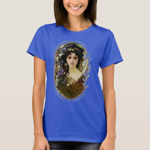 Elegant Mucha Style Porträt einer schönen Frau T-Shirt
