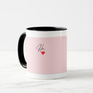 Élégant Mug Couple Ligne Cœur Rose et Or