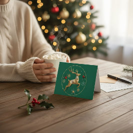 Elegant Multicolor Reindeer Christmas Greeting Car Dankeskarte