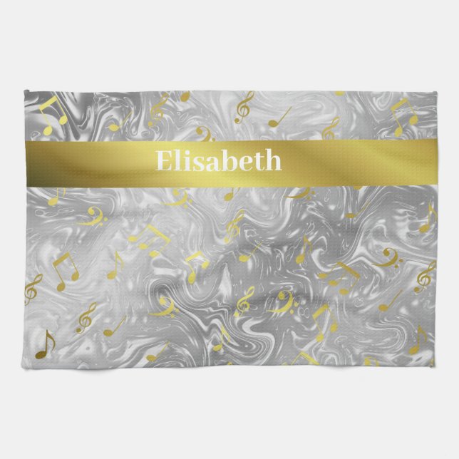 elegant music notes pattern kitchen towel geschirrtuch (Horizontal)