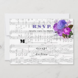 Elégant Musical Floral Wedding Cartes RSVP
