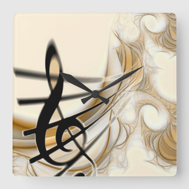 Elegant Musical Note Quadratische Wanduhr (Vorderseite)