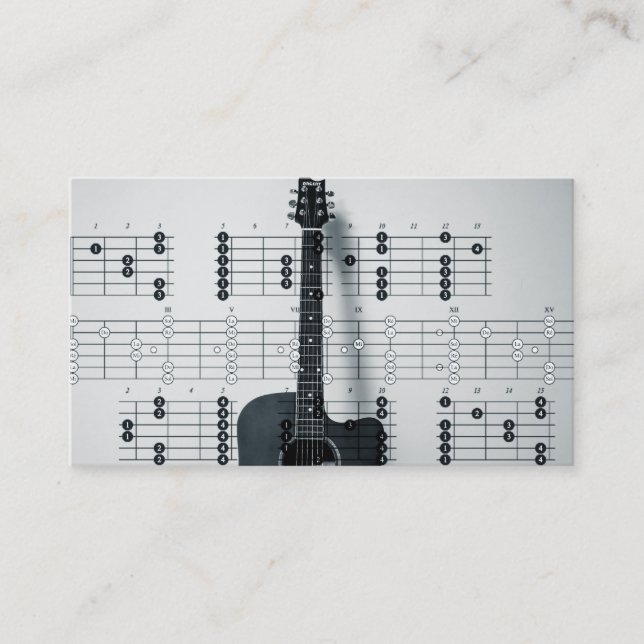 Elégant musicien Carte de visite avec note de musi (Devant)