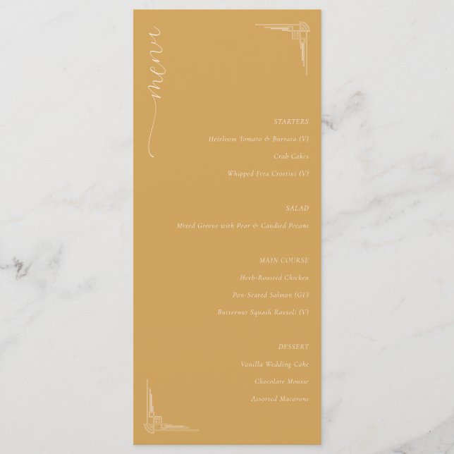 Elegant Mustard Minimalist Menu (Devant)