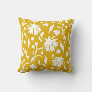 Elegant Mustard Yellow Echinacea Cone Blume Kissen