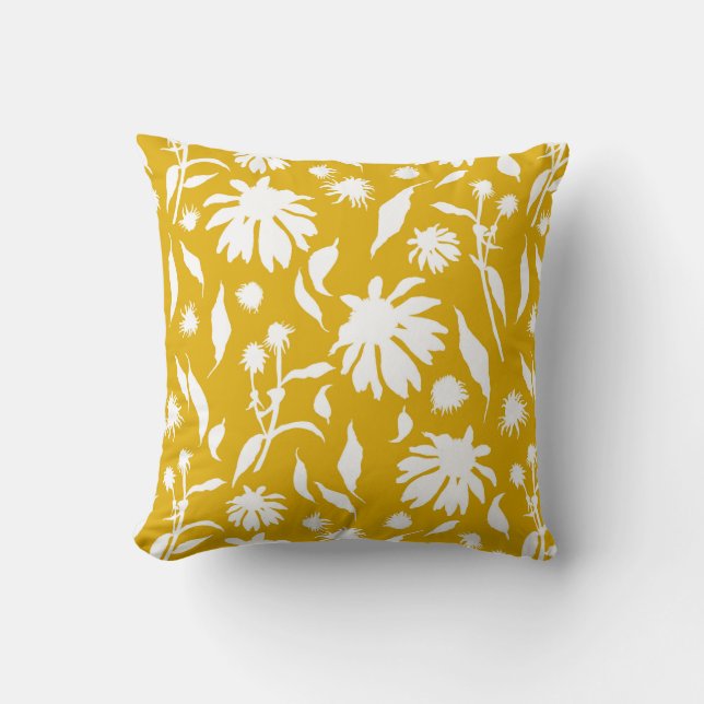 Elegant Mustard Yellow Echinacea Cone Blume Kissen (Vorderseite)