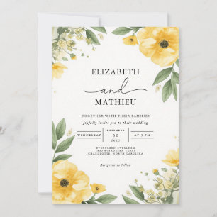Elegant Mustard Yellow Floral Garden Wedding Einladung