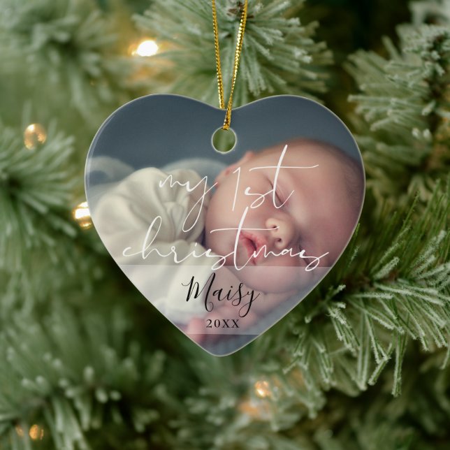 Elegant My First Christmas 2 Foto Keramik Ornament (Baum)