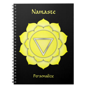 Elegant Namaste Yellow Solar Chakra personalize Notizblock