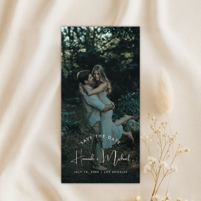 Elegant Names Script Modern Wedding Photo Bookmark Save The Date (Von Creator hochgeladen)
