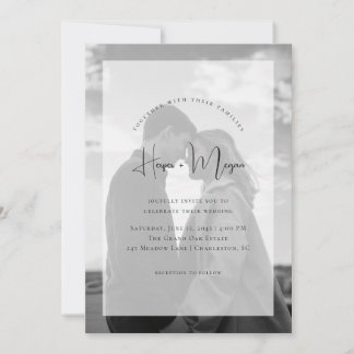 Elegant NAMES script Vellum Overlay Photo Wedding Einladung