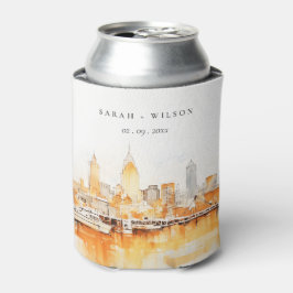 Elegant Nashville City Skyline Watercolor Wedding Dosenkühler