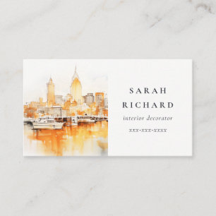 Elegant Nashville Tennessee Skyline Watercolor Visitenkarte