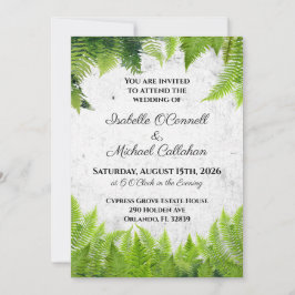 Elegant Natural Ferns Romantische Blätter Hochzeit Einladung