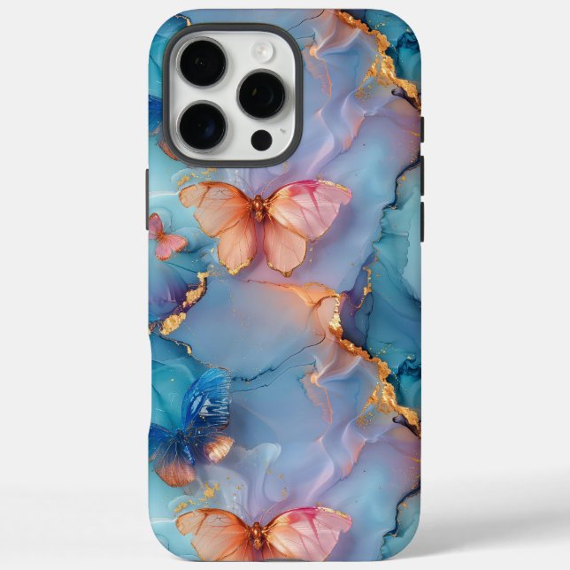 Elegant Nature Boho Marble Butterfly iPhone iPhone 16 Pro Max Hülle (Rückseite)