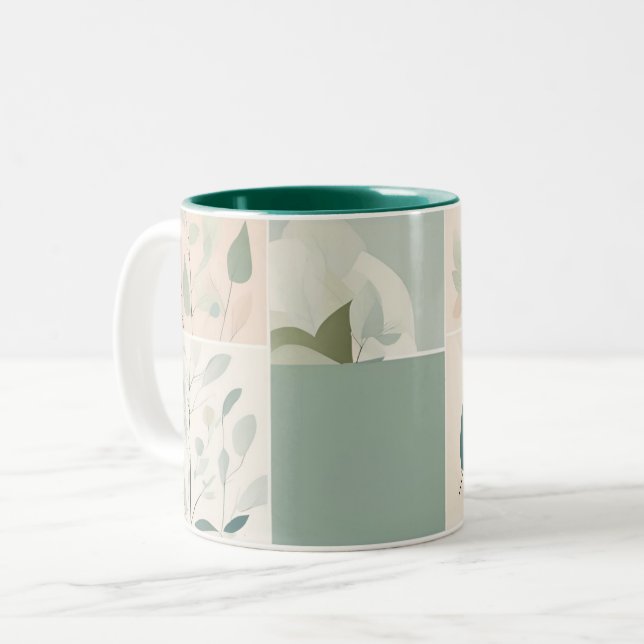 Elegant Nature Patchwork Zweifarbige Tasse (Vorderseite Links)
