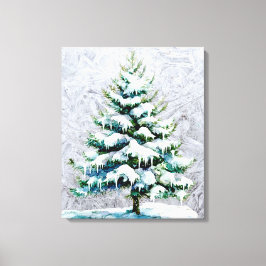 Elegant Nature Snowy Spruce Wall hängen Leinwanddruck