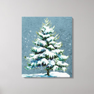 Elegant Nature Snowy Spruce Wall hängen Leinwanddruck