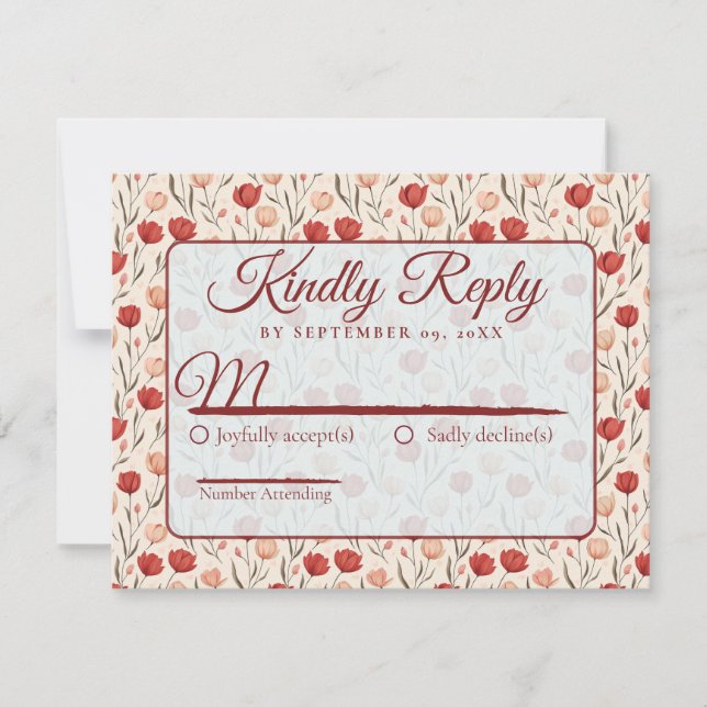 Elegant Nature Tulip Flower Wedding Rsvp Card (Devant)
