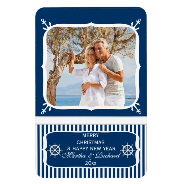 Elegant Nautical Beach Foto Merry Christmas Magne Magnet (Vertikal)