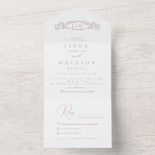 Elegant Nautical botanical Wappen Monogramm Hochze All In One Einladung