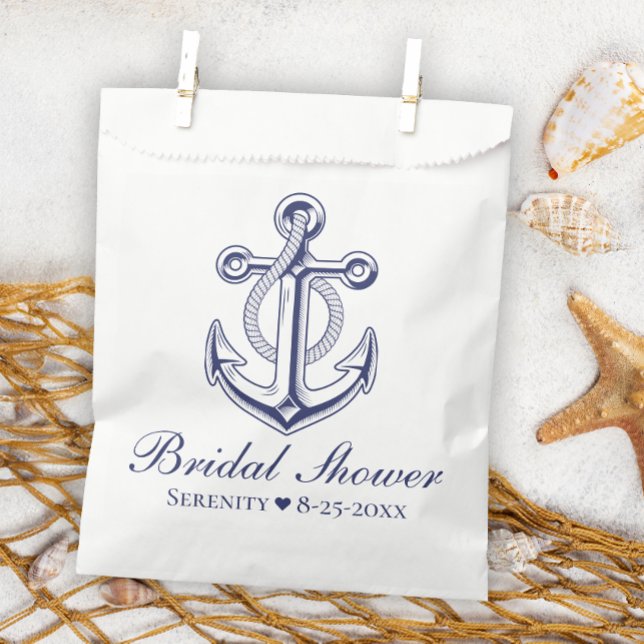 Elegant Nautical Brautparty Navy Blue Anchor Geschenktütchen (Von Creator hochgeladen)