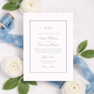 Elegant Nautical Dusty Blue Anchor Wedding Einladung