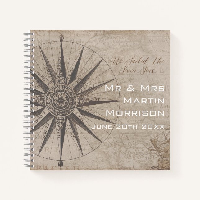 Elegant Nautical Ivory Wedding Guest Book Notizbuch (Vorderseite)