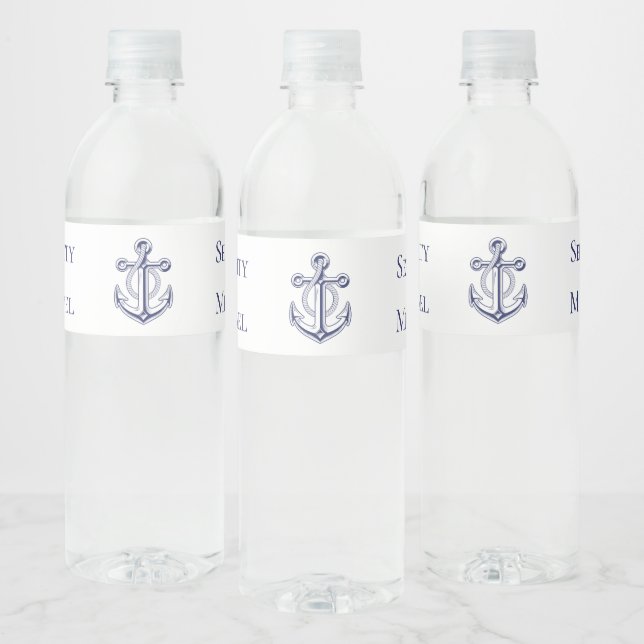 Elegant Nautical Navy Blue Anchor Hochzeit (Flaschen)