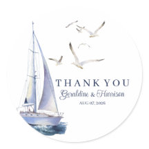 Elegant Nautical Sailing Wedding Danke Sticker