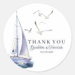 Elegant Nautical Sailing Wedding Danke Sticker