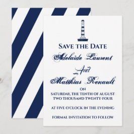 Elegant Nautical Save the Date - Navy Blue, Einladung