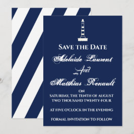 Elegant Nautical Save the Date - Navy Blue, Einladung