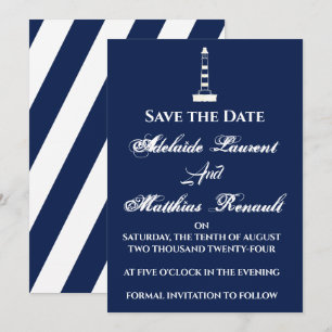 Elegant Nautical Save the Date - Navy Blue, Einladung