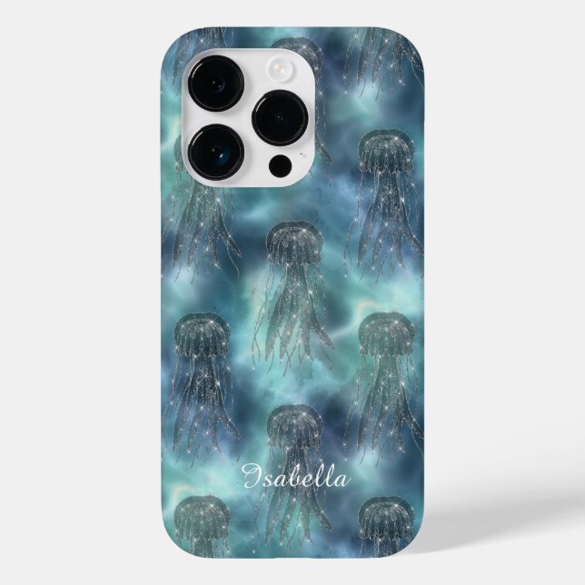 Elegant Nautical Sparkle Blue Case-Mate iPhone 14 Pro Hülle (Rückseite)