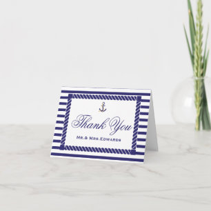 Elegant Nautical Wedding Dankeschön Note Card Dankeskarte