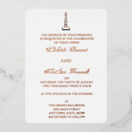 Elegant Nautical Wedding Lighthouse - Navy Blue, Folieneinladung