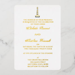 Elegant Nautical Wedding Lighthouse - Navy Blue, Folieneinladung